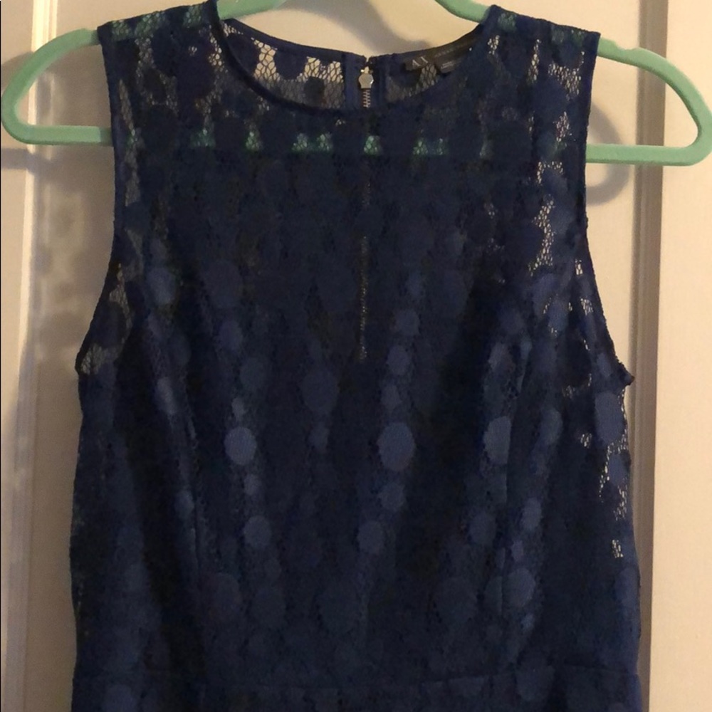 Navy blue Armani Exchange dress with silver zipper